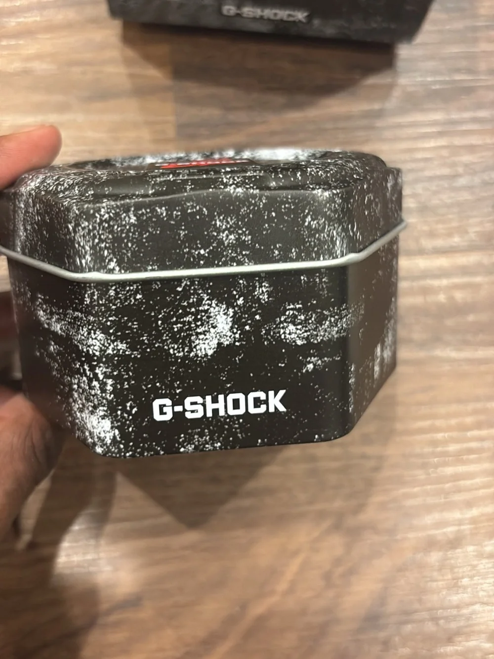 Casio G-Shock Blue Watch with White Bezel and Red Accents